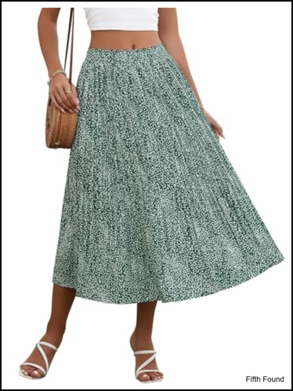 Zeagoo High Waisted Pleated Midi Skirt with Pockets A-Line Swing
